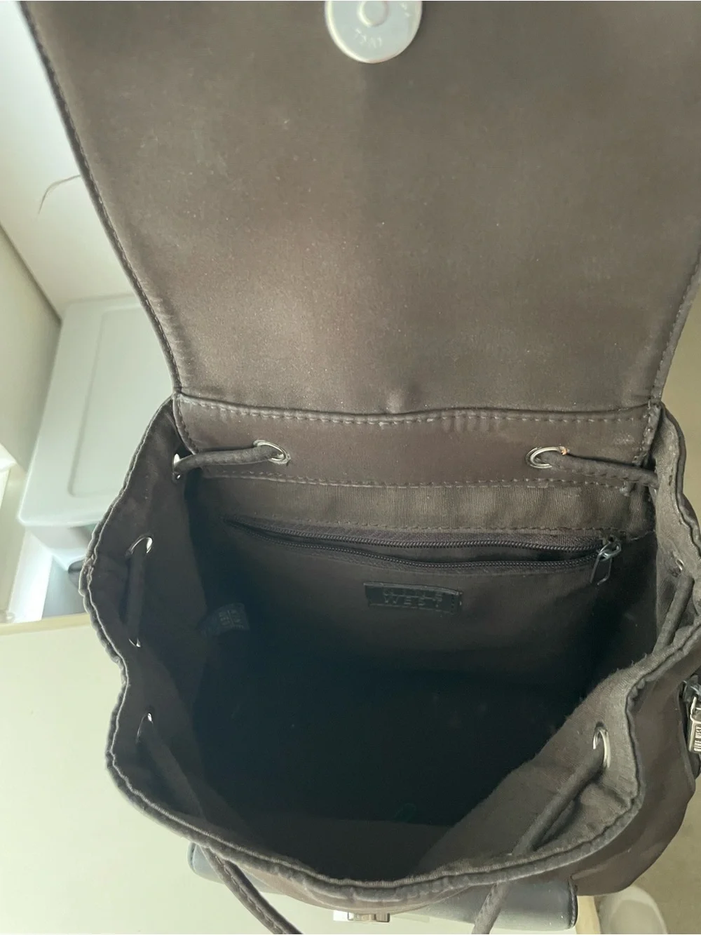 Nine West Dark Brown Microfiber and Faux-Leather & Backpack Purse